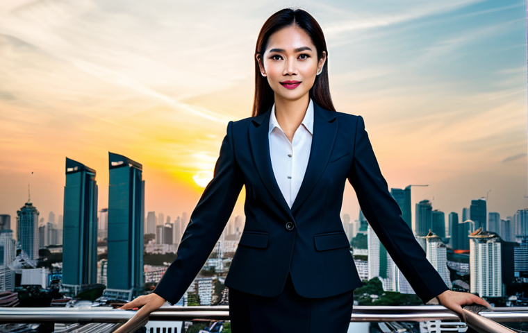 **
A confident Thai businesswoman in a tailored business suit, standing in front of the Bangkok skyline at sunset, fully clothed, appropriate attire, safe for work, perfect anatomy, natural proportions, professional photography, high quality, family-friendly.
**