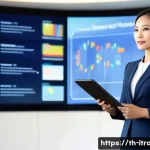 Home 22 국제무역전문가경로 - A professional Thai businesswoman confidently presenting international trade laws and agreements in ...